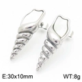 Silver conch shell earrings with sparkling rhinestones and nautilus spiral design - Steel Color (KE115276-K)