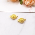 Golden spherical magnetic jewelry clasp with textured grain finish and dual rings - Gold Ball (8mm)