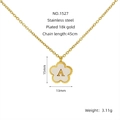 Collar de acero inoxidable chapado en oro 18K con flor blanca y colgante de letra A - 1527 Oro-Letra A