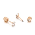 Orecchini a perno in acciaio oro rosa con zircone bianco tondo e chiusura a vite sicura - Oro Rosa (KE94698-WGJJ)
