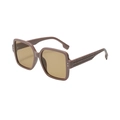Gafas de sol cuadradas oversize para mujer con montura marrón y remaches plateados retro - Montura Café Lentes Té
