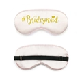 Pink satin bridesmaid sleep mask with gold foil text and adjustable black head strap - Gold Foil Bridesmaid / Light Pink