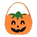 Handmade orange felt pumpkin candy bag with black smile face for Halloween - Elf Pumpkin