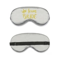 Silver satin eye mask with gold Team Bride text and adjustable strap for wedding guests - Gold Foil Team Bride / Gray