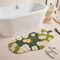 Absorbent green bathroom mat with 3D floral pattern and plush tufted texture - 40*60cm / Moss Flower