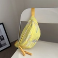 Bolso de pecho amarillo brillante con texturas lineales 3D de colores y tirador tejido - Sin Colgante / Amarillo