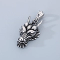 Punk style dragon head pendant in vintage silver finish made of durable titanium steel - Vintage Steel Color Dragon Head Pendant (KP130731-KJX)