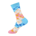 Polka dot crew socks with blue pink beige and orange patterns in soft cotton - 955-Colorful Polka Dots