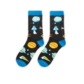 Detail of cotton crew socks featuring cosmic planet patterns and rocket graphics - A1357-Astronaut and Rocket