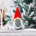 Gnomo di Natale con cappello rosso di paillettes e barba bianca in finta pelliccia - Ciondolo Vecchio Senza Gambe / Rosso