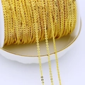 Close-up of 18K gold plated flat oval link chain spool for DIY jewelry making - 2mm Wide Flat O-Chain / Thick Silver