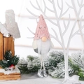 Rosa Pailletten-Weihnachtszwerg-Anhänger mit silbernen Stiefeln und weißem Bart - Rosa langbeiniger gesichtsloser Wichtel-Anhänger