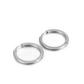 Pair of minimalist silver polished stainless steel hoop earrings with hidden hinge - 23mm / Steel