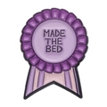 Purple round metal medal brooch with MADE THE BED engraving and ribbon detail - Purple Style-Made The Bed (XZ8871)