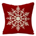 Christmas linen pillowcase in red with a large white snowflake pattern for home decor - Style 10-Red White Snowflake