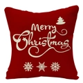 Red linen Christmas pillowcase featuring Merry Christmas text and festive tree pattern - Style 12-Red Christmas Tree
