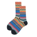 Colorful striped crew socks for men featuring blue polka dots and vibrant multi-color bands - Vibrant Stripes