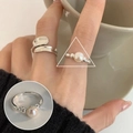 Breite Kurve Und Einzelne Künstliche Perle Offener Ring Stil (JZ7018)