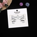 Detail of shimmering silver acrylic face rhinestones on white card with floral accents - Silver/Aurora White