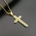 Collana con pendente a croce hip hop placcata oro in acciaio inox con strass scintillanti - Pendaglio singolo dorato piccolo