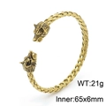 Viking wolf head braided bracelet in vintage golden steel with 65mm inner diameter - Gold Wolf Head (KB149389-KJX)