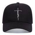 Berretto da baseball nero con rete e ricamo a croce faith per la protezione solare - Regolabile 55-61cm / Faith Nero