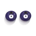 Detailaufnahme der flachen blauen Evil Eye Harzperlen für die DIY-Ohrring-Schmuckherstellung - Dunkelblau