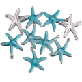 Detalle de colgantes de estrella de mar coloridos con bordes metálicos y anillos superiores - 12mm / Azul