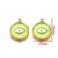 Light green enamel evil eye octagon charm in gold finish with 16mm size detail - Type A Yellow Eye