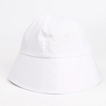 Primer plano de un sombrero de pescador blanco con costuras reforzadas en el ala - M(56-58cm) / Blanco