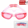 Pink adult swimming goggles with integrated earplugs and UV protection coating - Bag Packaging / Transparent Pink