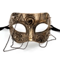 Antike Bronze-Punk-Halbmaske mit Metallspikes und hängenden Ketten als Dekoration - Prinz-Stil - Punk-Kette / Bronze
