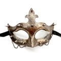 Vintage bronze steampunk masquerade half mask with metal chains and rivets for Halloween - Arrow Style - Punk Chain / Bronze