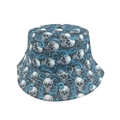 Reversible black bucket hat featuring blue and white skull and octopus print patterns - One Size / Octopus Skull (Style 6)