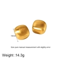 Detail of 19mm square matte 18k gold earrings showing dimensions and brushed metal texture - Brushed Square/DFE340