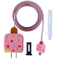 Detail of pink ice cream silicone protector set for 20W charger adapter and cable - Ice Cream Pink / Five-Piece Set