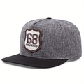 Gray and black flat brim hip hop hat with embroidered 68 athletic club shield patch - Adjustable / Gray