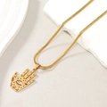 Gold Hamsa Hand pendant necklace with hollow eye pattern on sleek snake bone chain - Hamsa Hand (Large)