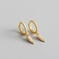 Eleganti orecchini a cono geometrico in argento S925 dorato con accenti in zircone - Argento 925 / Oro