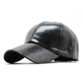 Classic black faux snake texture baseball cap with premium shiny finish and curved brim - M (56-58cm) / Black