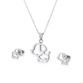 Conjunto de joyas de acero inoxidable plateado con collar colgante de perro hueco y pendientes - Color Acero (KS132948-K)