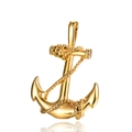 Golden titanium steel anchor pendant with rope texture detail on a clean white background - Pendant Only (D29-03/2) / Gold