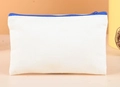 Blank off-white canvas storage bag with a bright blue zipper closure for DIY projects - 21*12 Royal Blue