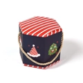 Hexagonal Christmas gift box with festive patterns and golden handle on white background - XT98 Dark Blue Hexagon / Flat Shipping