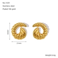 Boucles d'oreilles torsadées en acier inoxydable plaqué or 18k, taille 22mm x 21mm - Or (1439)
