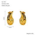 Wassertropfen Ohrringe aus 18K vergoldetem Edelstahl mit gehämmerter Metalltextur - Gehämmerter Wassertropfen Gold Stil (ZE1497G)