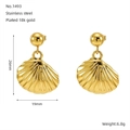 Gouden schelp oorknopjes van roestvrij staal met 18k goud plating voor dames - Goud