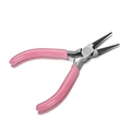 Manual pink round nose pliers for DIY jewelry making with non-slip rubber handles - Round Nose Pliers - Pink Handle