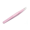 Precision pink stainless steel pointed tweezers for jewelry DIY and eyelash extension - Straight Tweezers - Pink