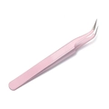 Pink stainless steel curved tweezers for eyelash extensions and precision DIY crafts - Curved Tweezers - Pink